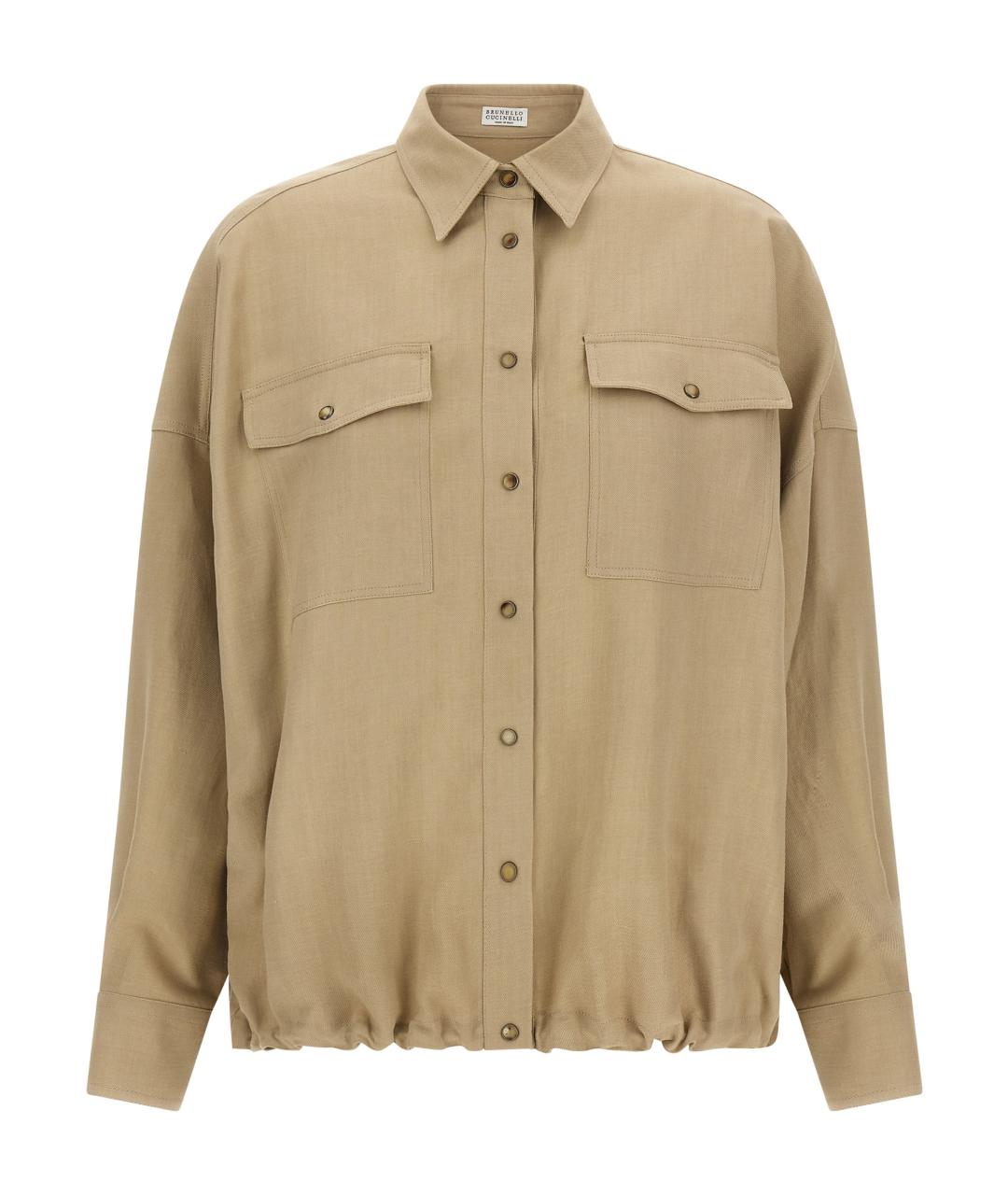 BRUNELLO CUCINELLI Бежевая вискозная рубашка, фото 1
