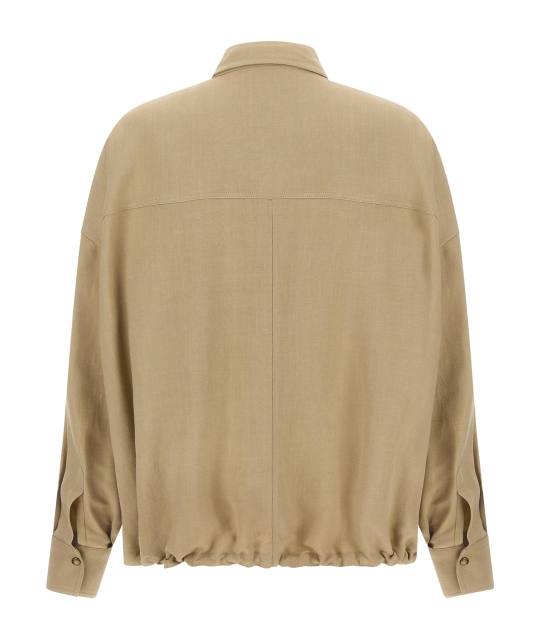 BRUNELLO CUCINELLI Бежевая вискозная рубашка, фото 2