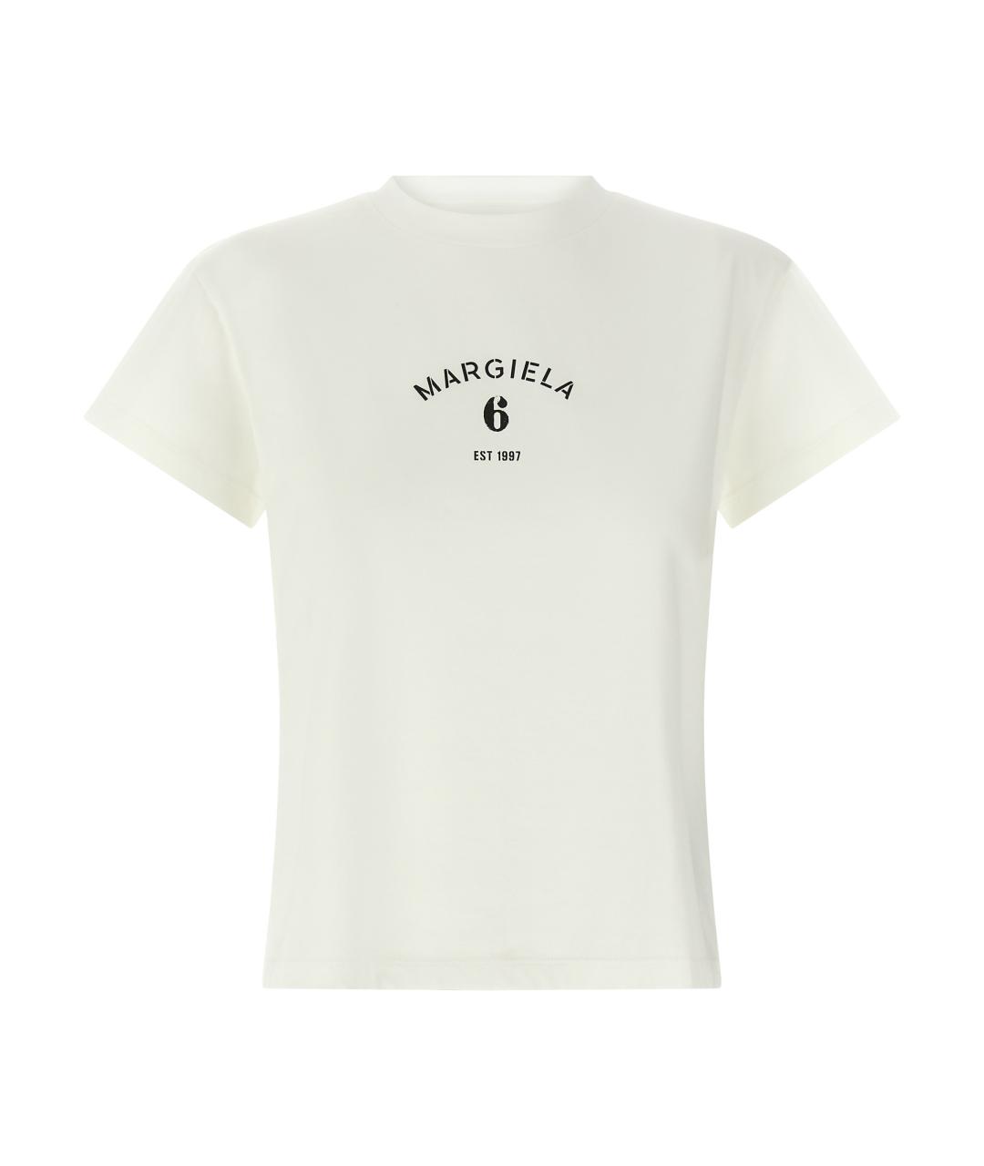 MM6 MAISON MARGIELA Белая хлопковая футболка, фото 1