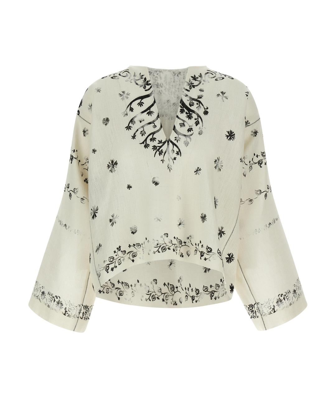 ALBERTA FERRETTI Белая льняная блузы, фото 1