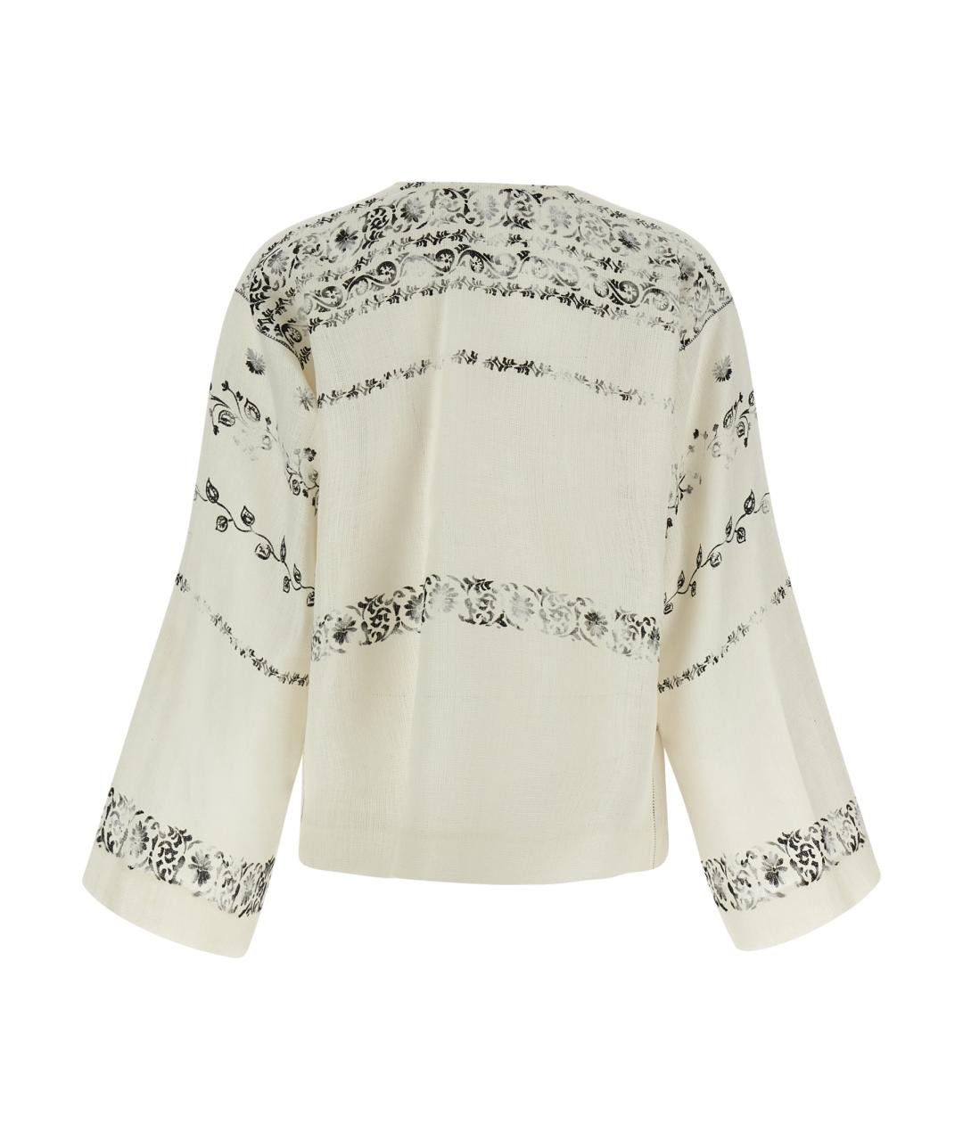 ALBERTA FERRETTI Белая льняная блузы, фото 2