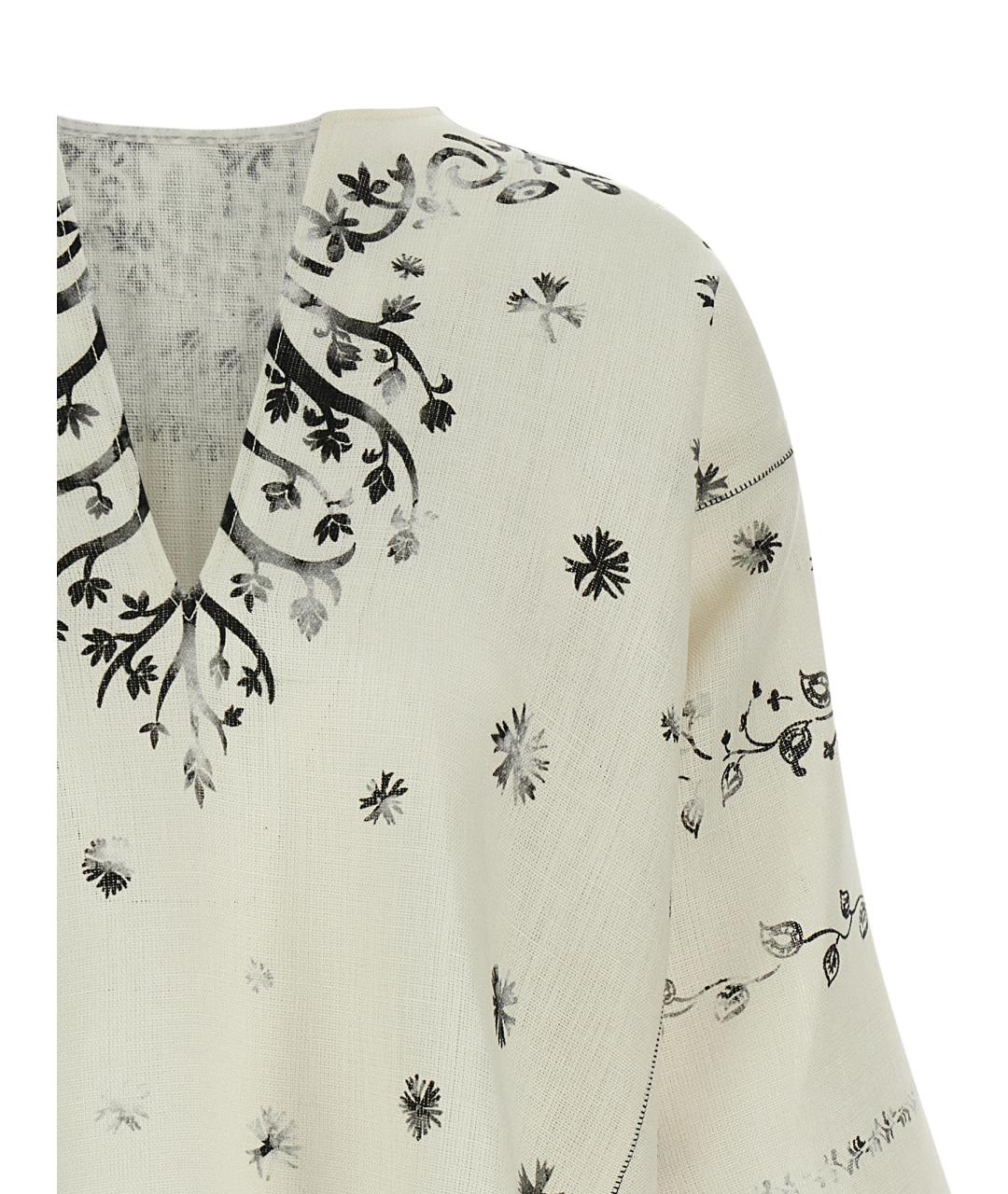 ALBERTA FERRETTI Белая льняная блузы, фото 3