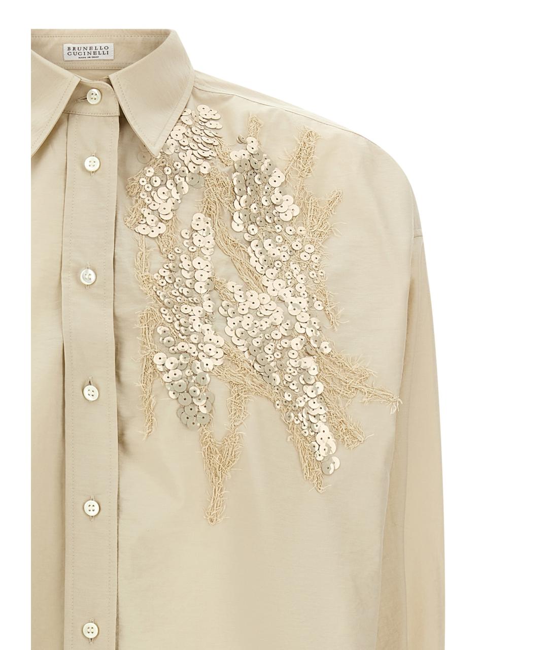BRUNELLO CUCINELLI Бежевая хлопковая рубашка, фото 3