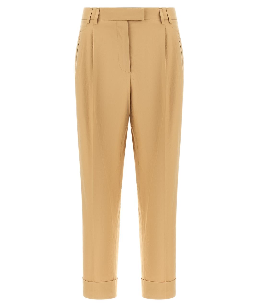 ALBERTO BIANI Бежевые хлопковые прямые брюки, фото 1