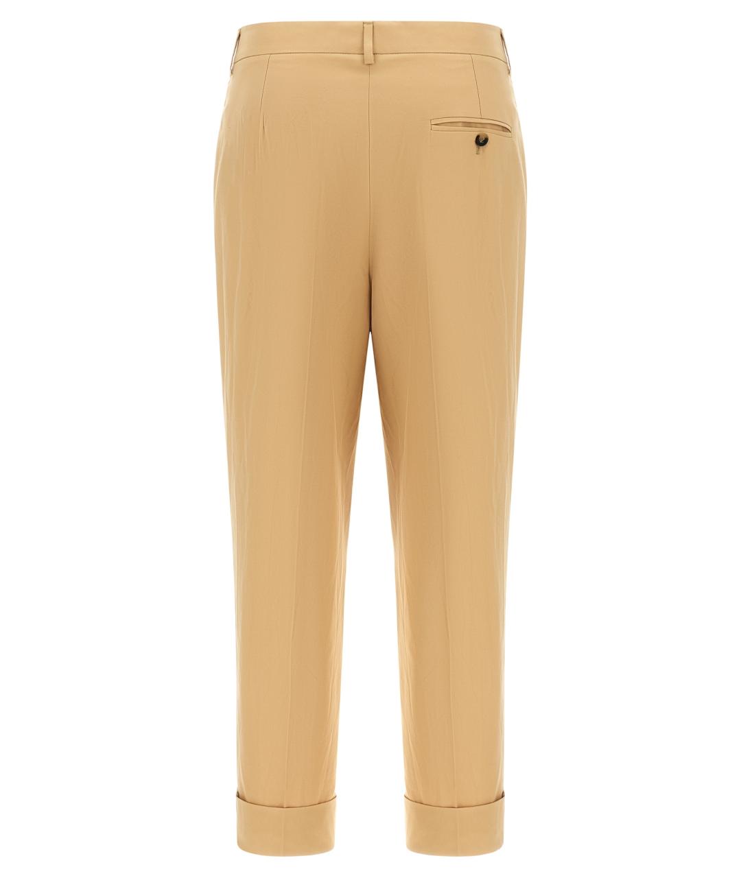 ALBERTO BIANI Бежевые хлопковые прямые брюки, фото 2