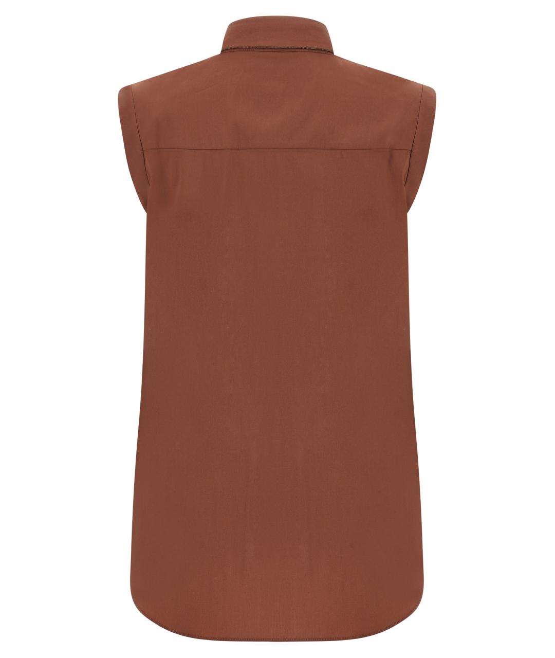 BRUNELLO CUCINELLI Коричневая хлопковая рубашка, фото 2