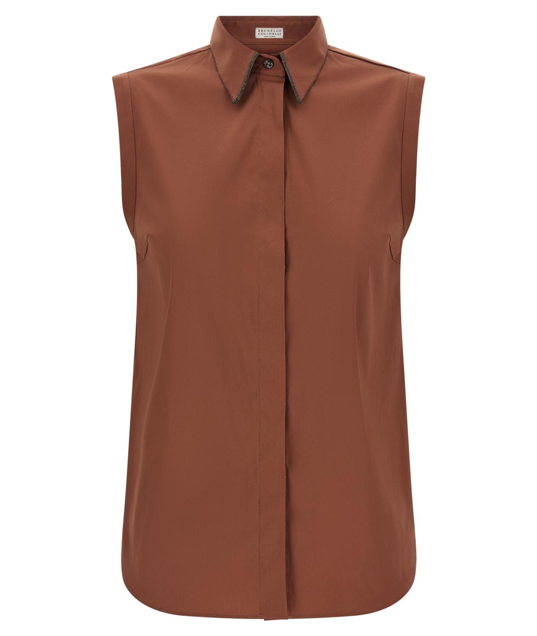 BRUNELLO CUCINELLI Коричневая хлопковая рубашка, фото 1