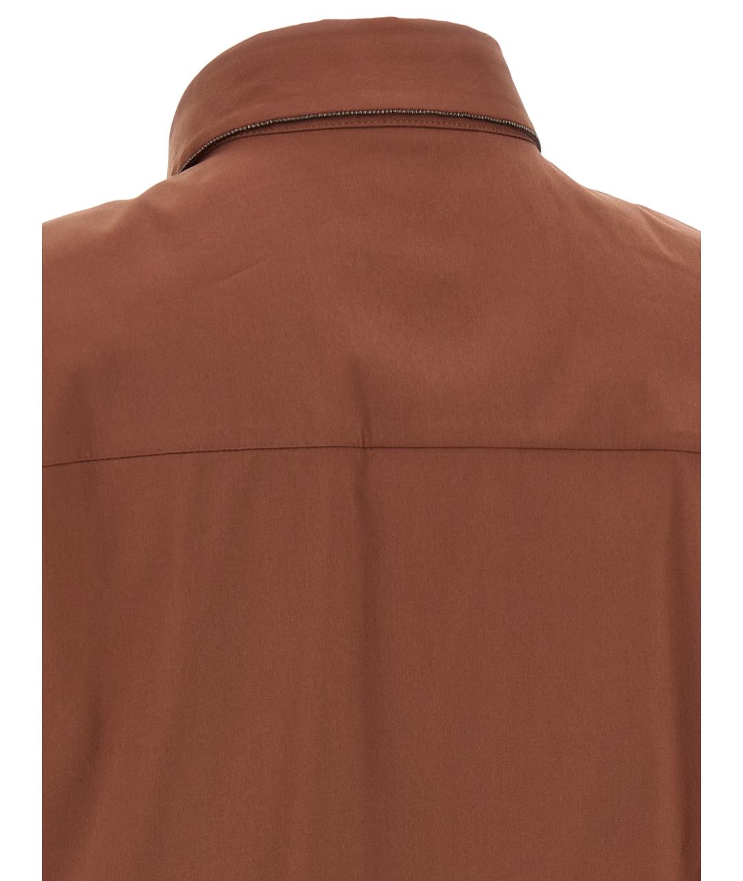 BRUNELLO CUCINELLI Коричневая хлопковая рубашка, фото 4