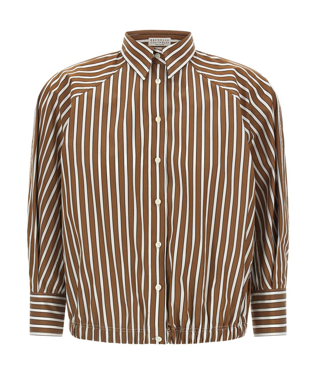 BRUNELLO CUCINELLI Коричневая хлопковая рубашка, фото 1