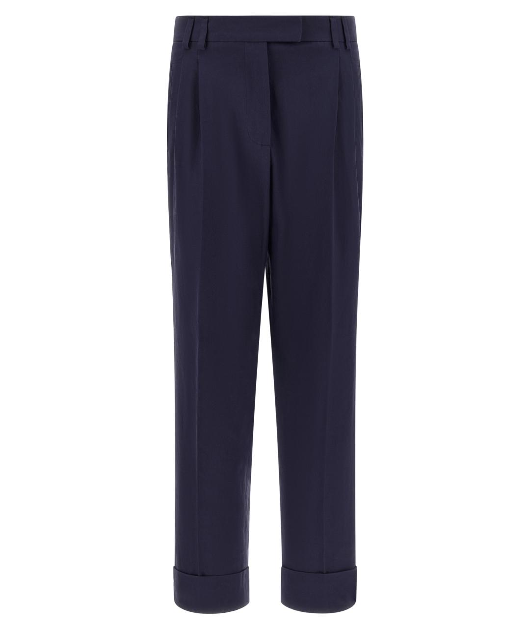 ALBERTO BIANI Синие хлопковые прямые брюки, фото 1