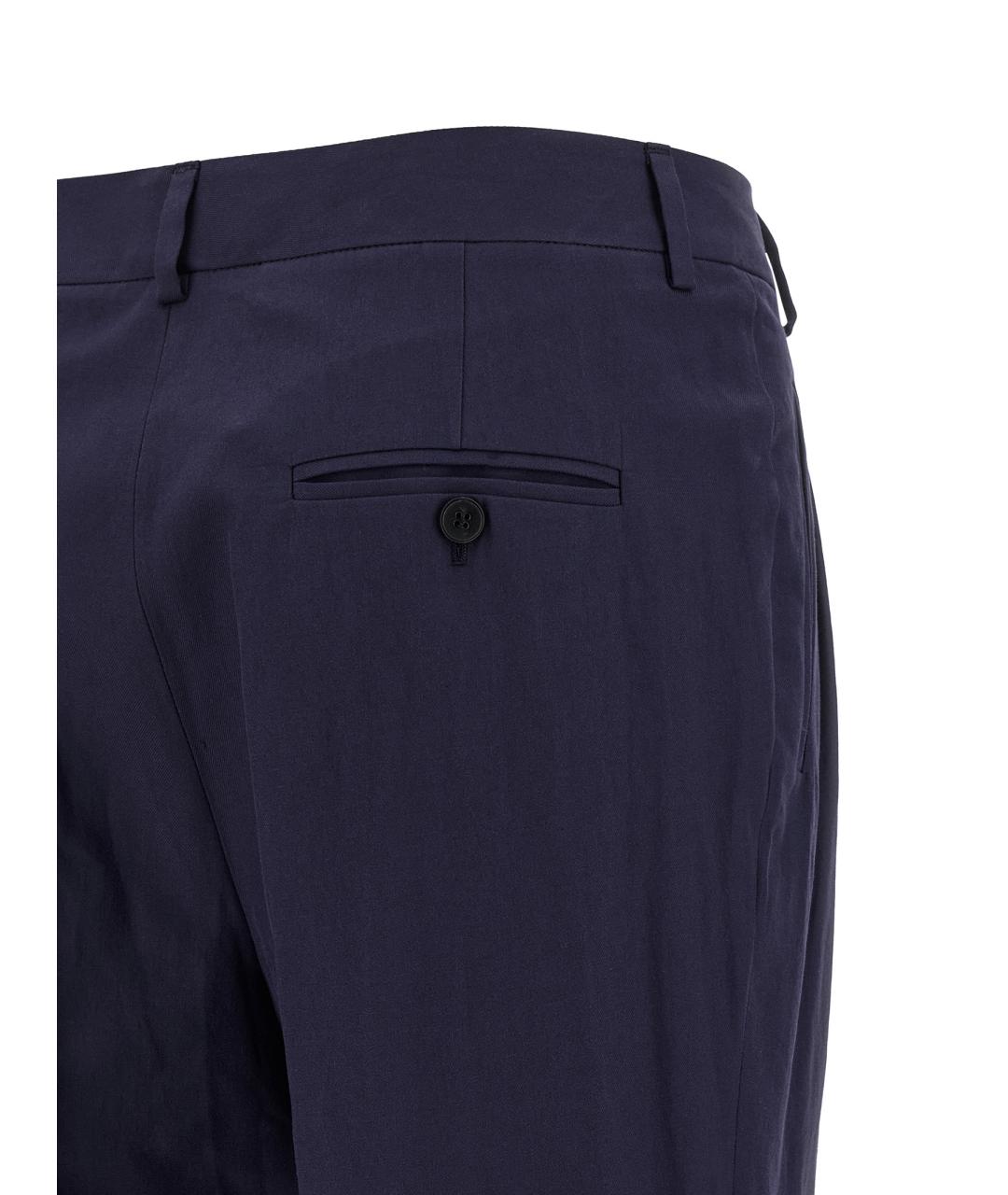 ALBERTO BIANI Синие хлопковые прямые брюки, фото 4