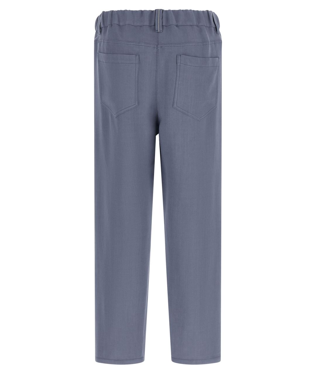 BRUNELLO CUCINELLI Синие вискозные прямые брюки, фото 2