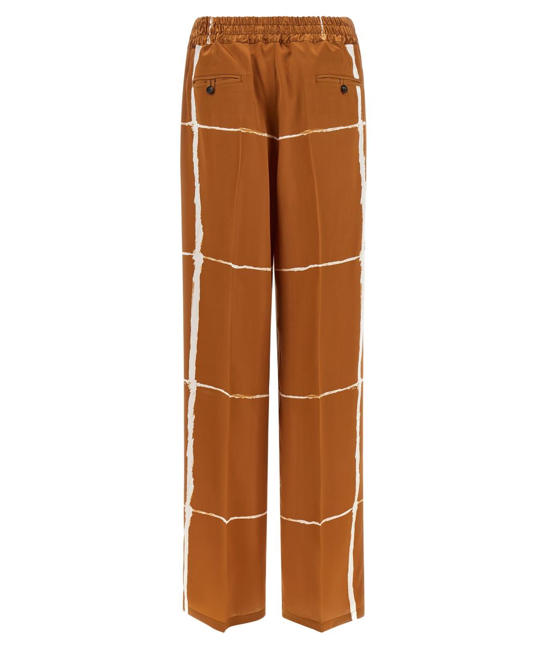 KITON Коричневые шелковые прямые брюки, фото 2