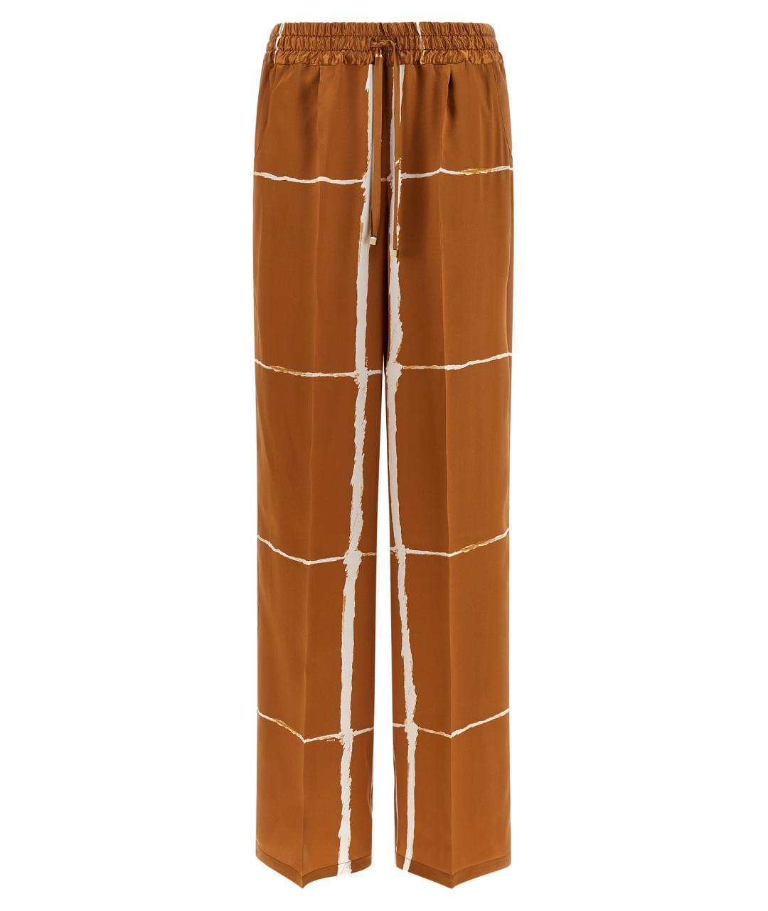 KITON Коричневые шелковые прямые брюки, фото 1