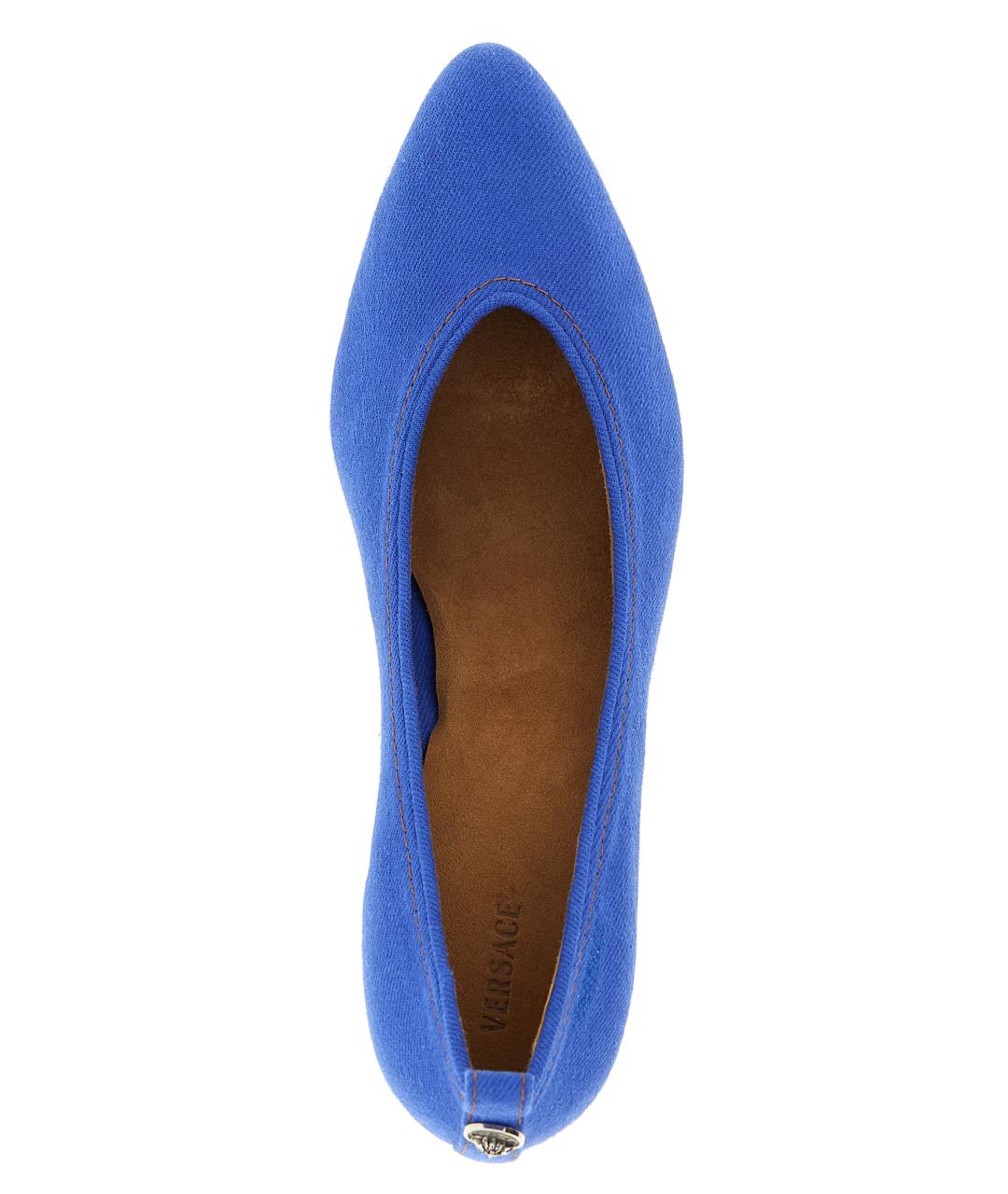 VERSACE Синие текстильные туфли, фото 4