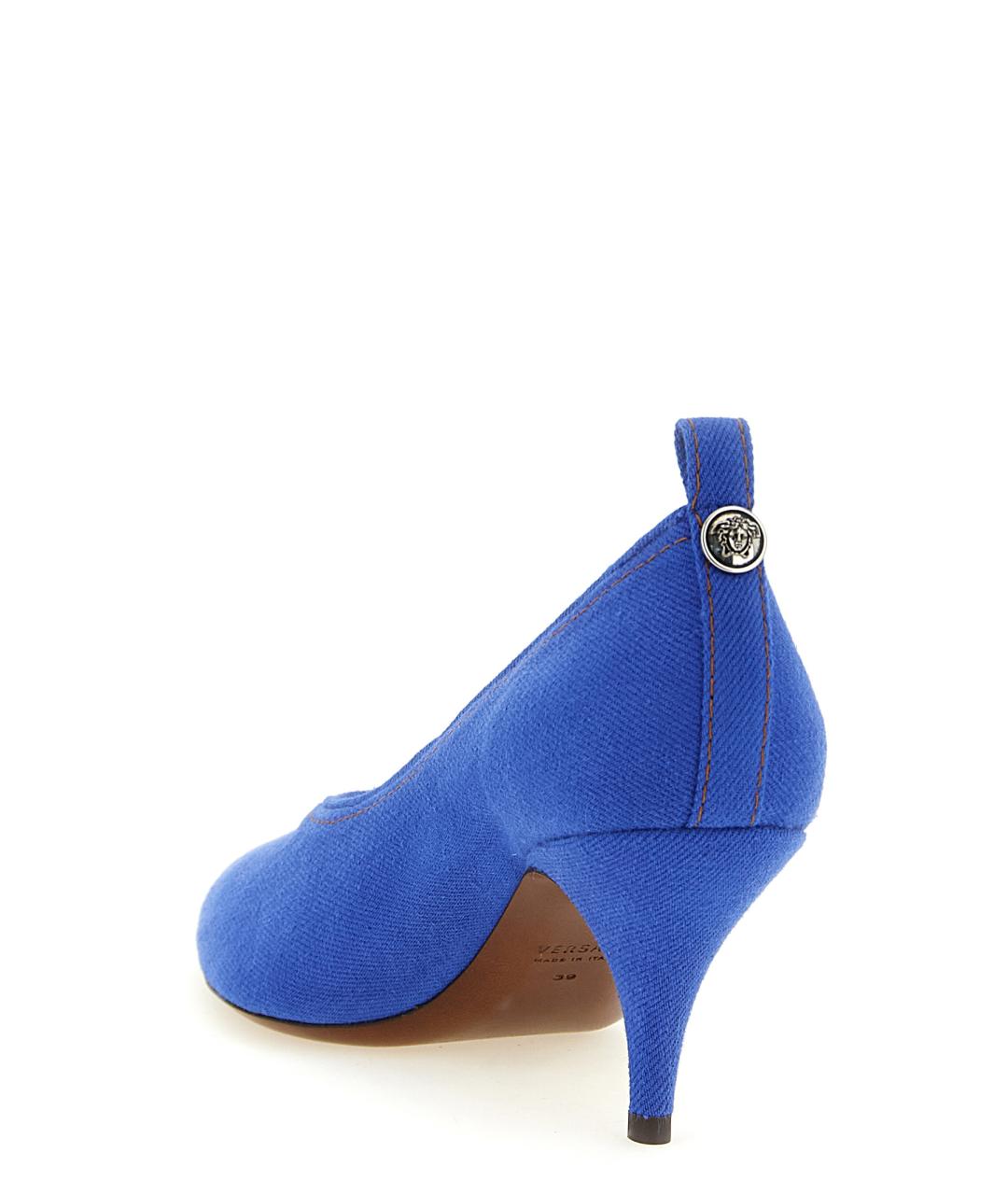 VERSACE Синие текстильные туфли, фото 3