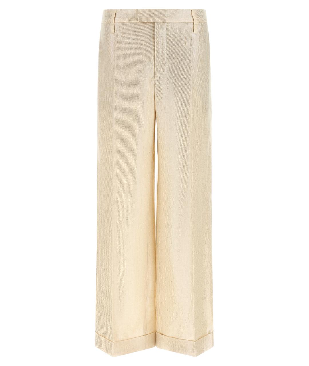 BRUNELLO CUCINELLI Золотые льняные прямые брюки, фото 1