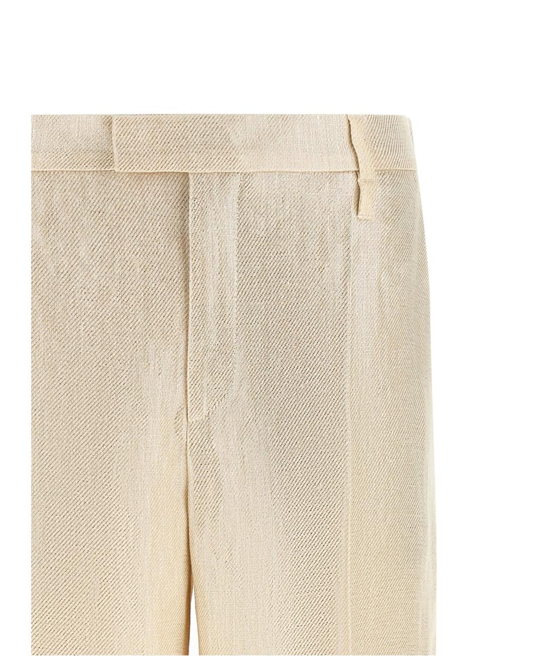 BRUNELLO CUCINELLI Золотые льняные прямые брюки, фото 3