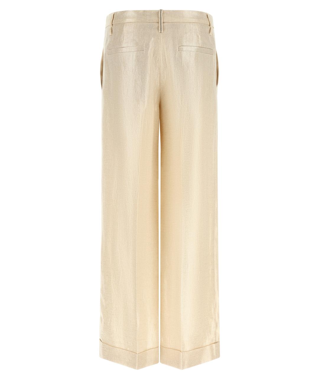 BRUNELLO CUCINELLI Золотые льняные прямые брюки, фото 2