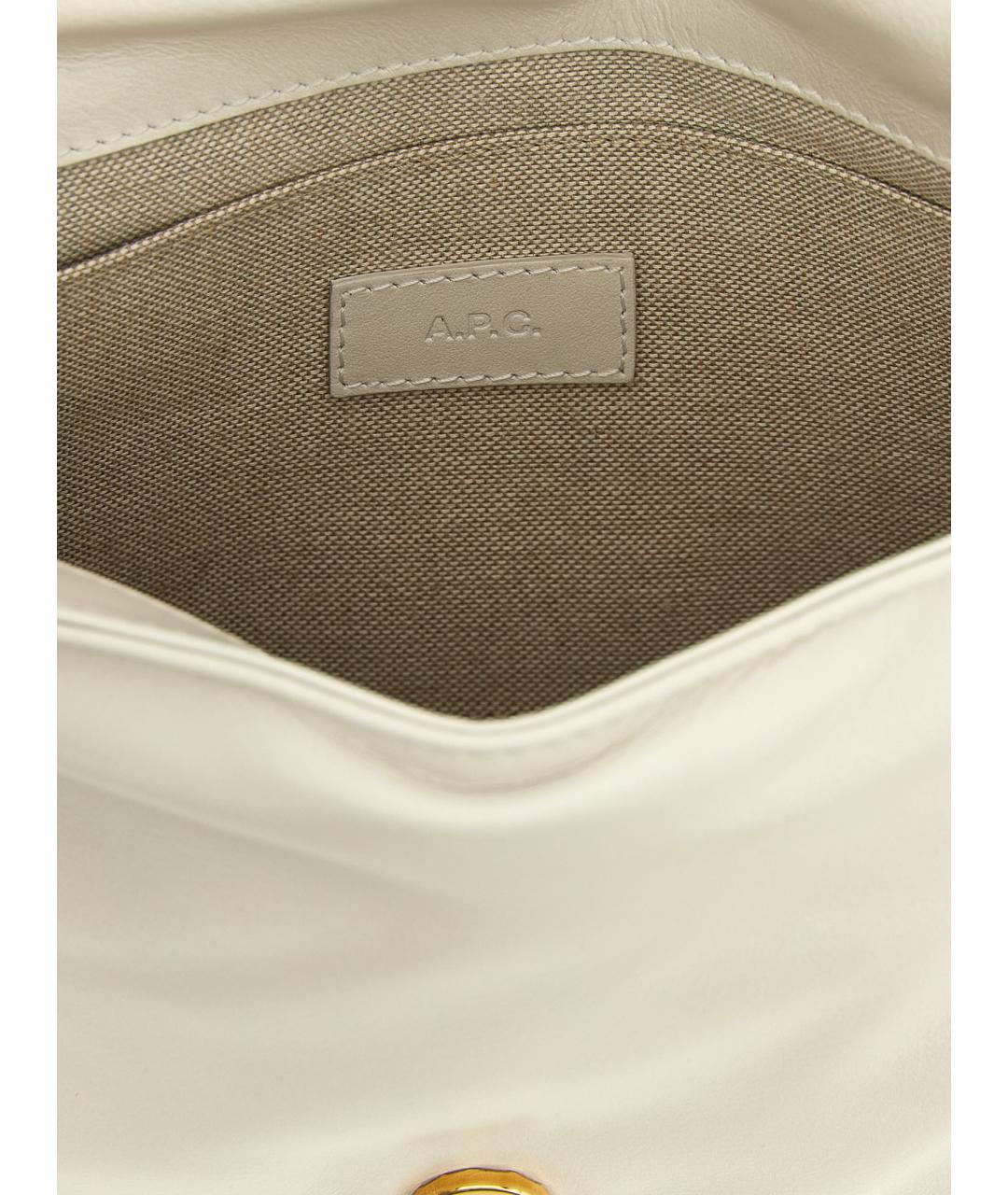 A.P.C. Белая кожаная сумка через плечо, фото 4