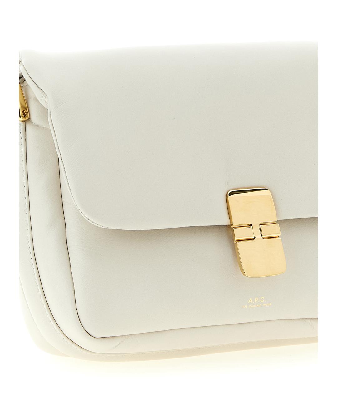 A.P.C. Белая кожаная сумка через плечо, фото 3