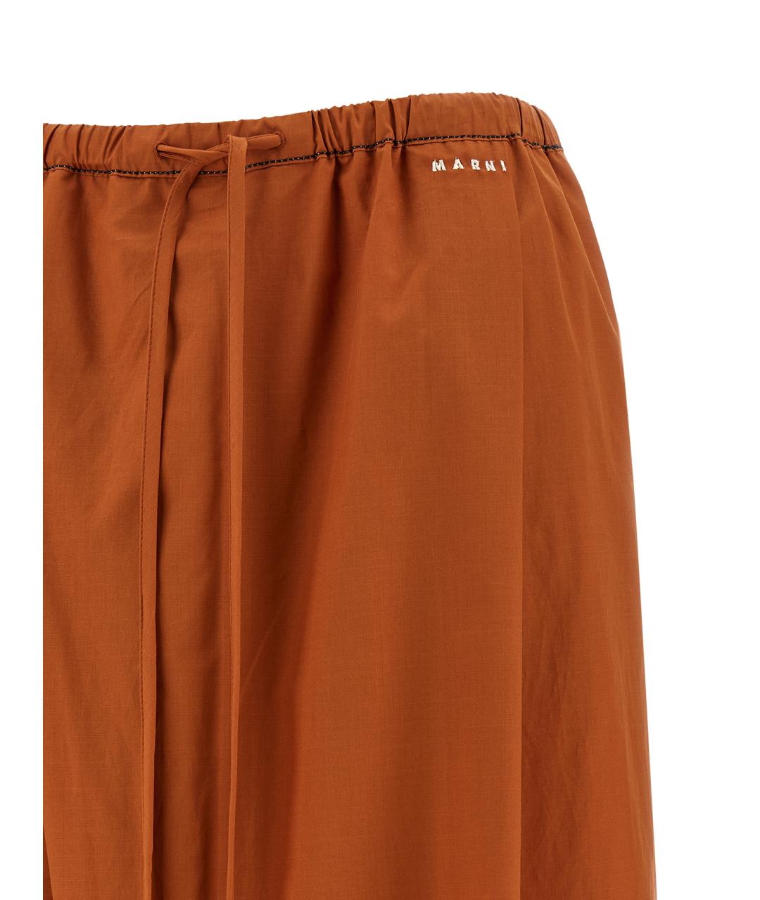 MARNI Оранжевое хлопковые прямые брюки, фото 3