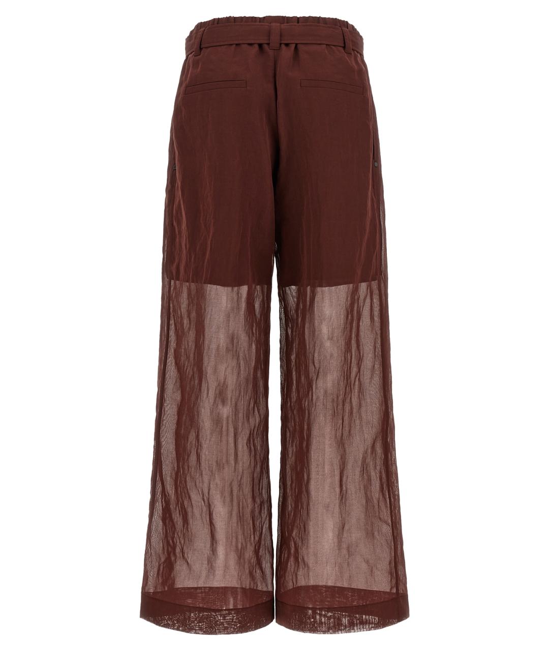 BRUNELLO CUCINELLI Бордовые хлопковые прямые брюки, фото 2