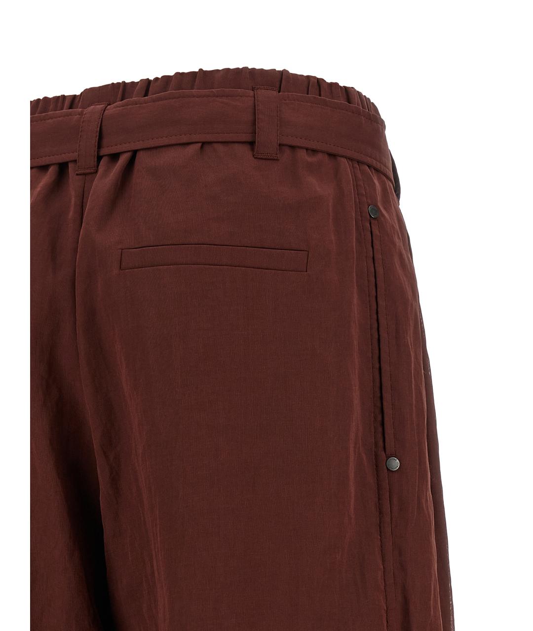 BRUNELLO CUCINELLI Бордовые хлопковые прямые брюки, фото 4