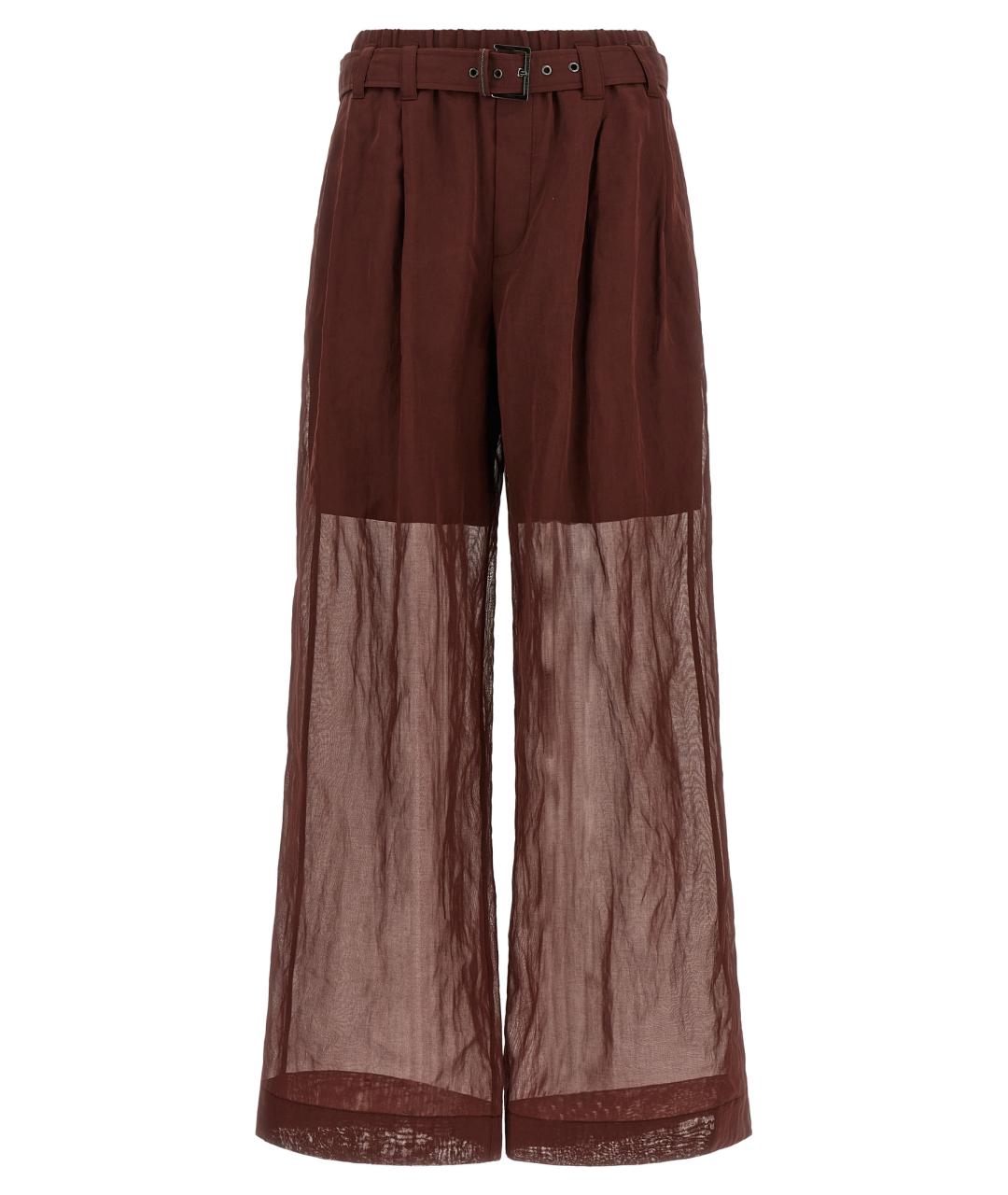 BRUNELLO CUCINELLI Бордовые хлопковые прямые брюки, фото 1