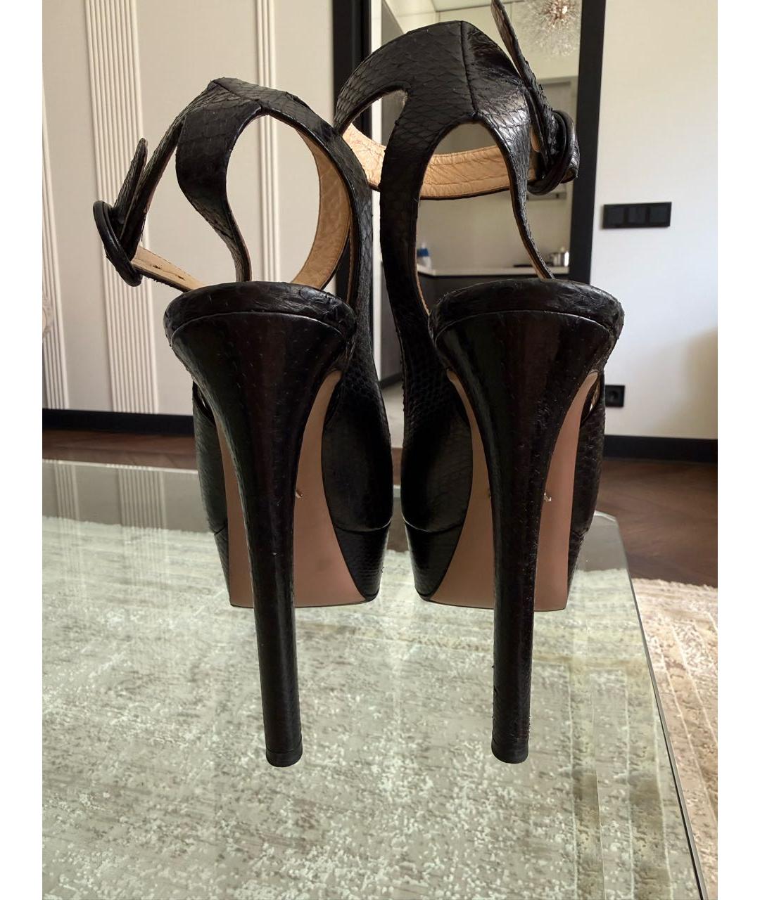 PRADA Черные кожаные босоножки, фото 4