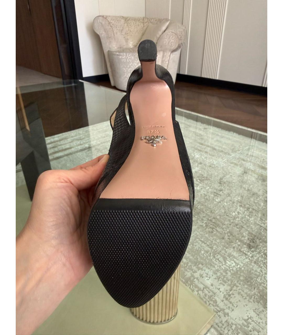 PRADA Черные кожаные босоножки, фото 6