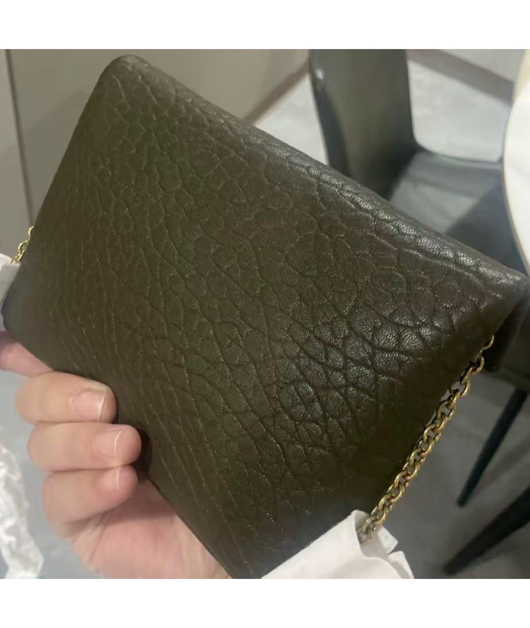 SAINT LAURENT Хаки кожаная сумка через плечо, фото 5