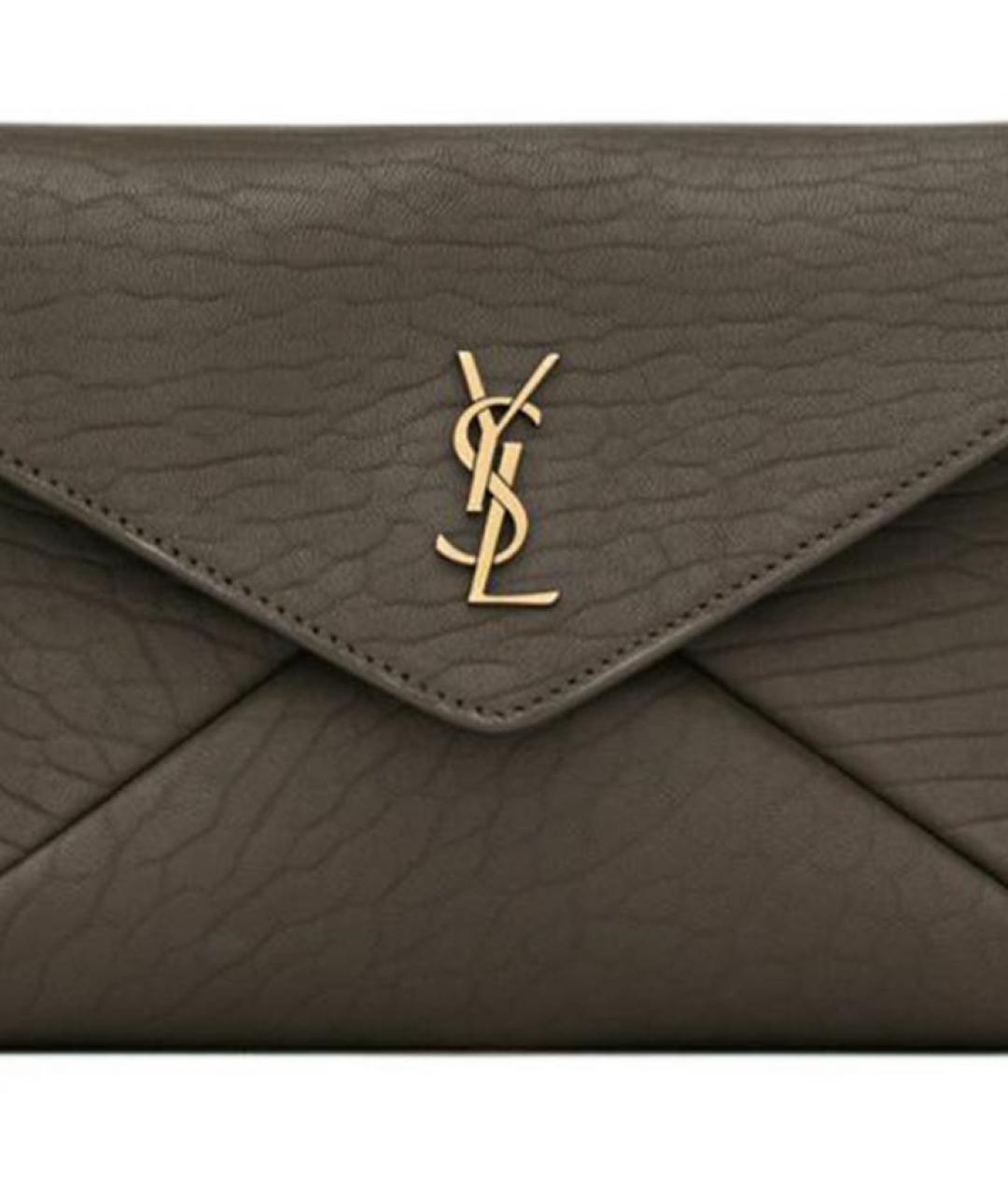 SAINT LAURENT Хаки кожаная сумка через плечо, фото 2