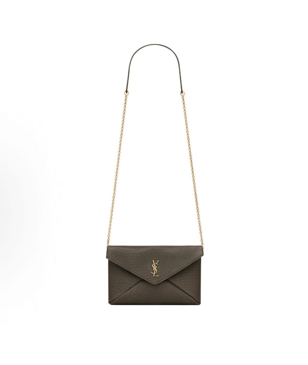 SAINT LAURENT Хаки кожаная сумка через плечо, фото 9