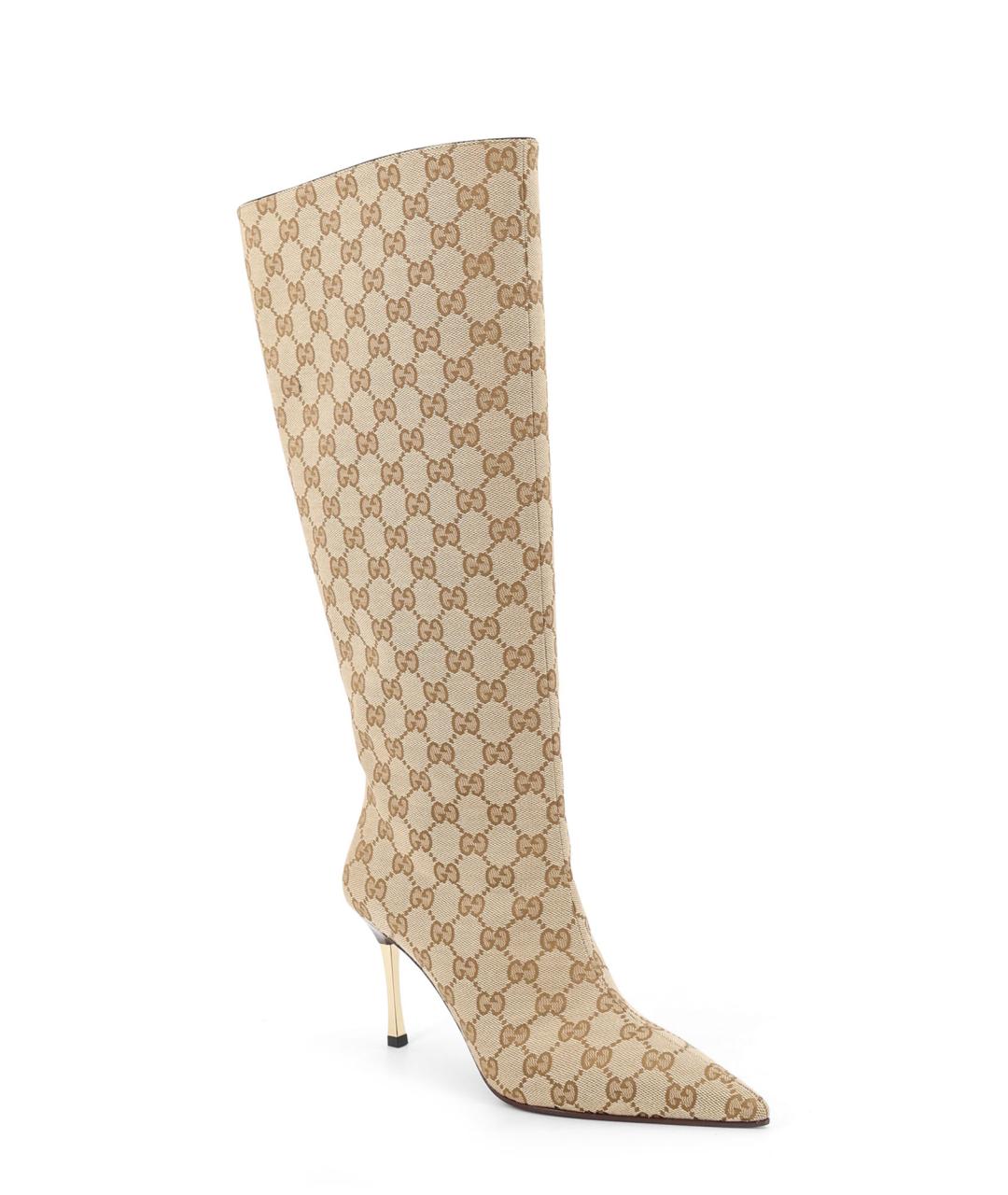 GUCCI Бежевые текстильные сапоги, фото 2