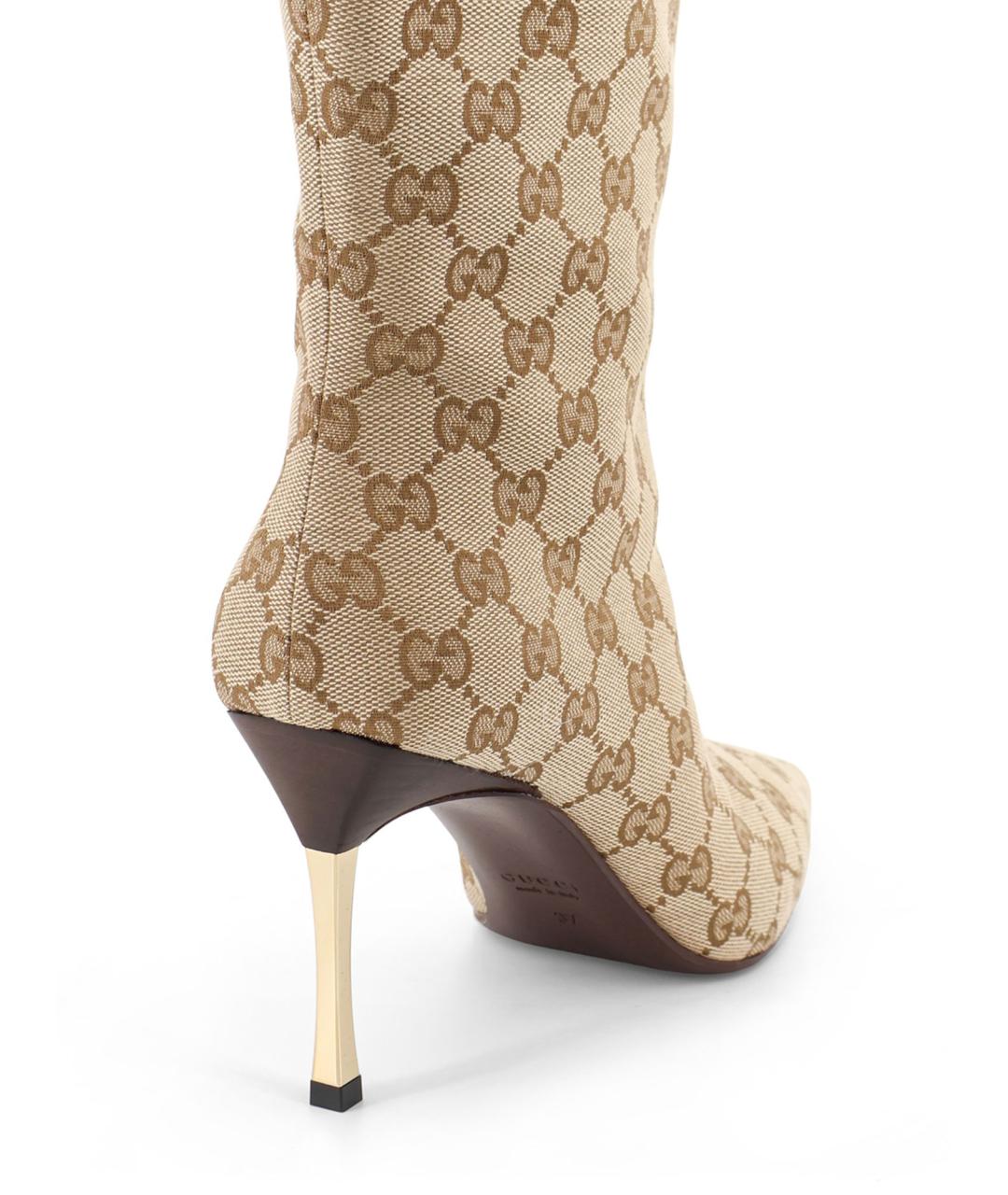 GUCCI Бежевые текстильные сапоги, фото 4