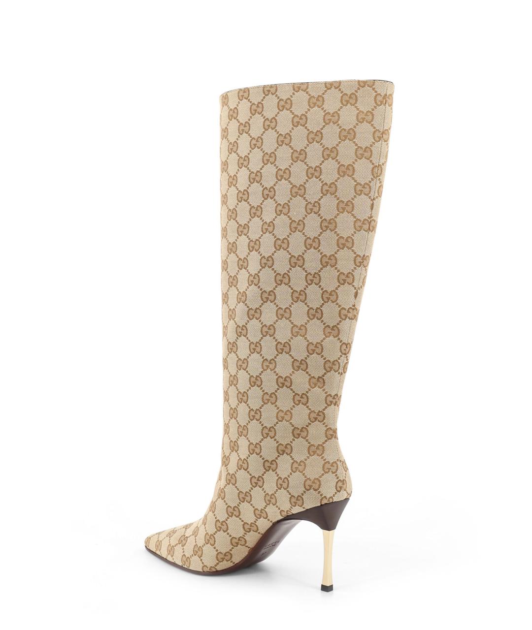 GUCCI Бежевые текстильные сапоги, фото 3