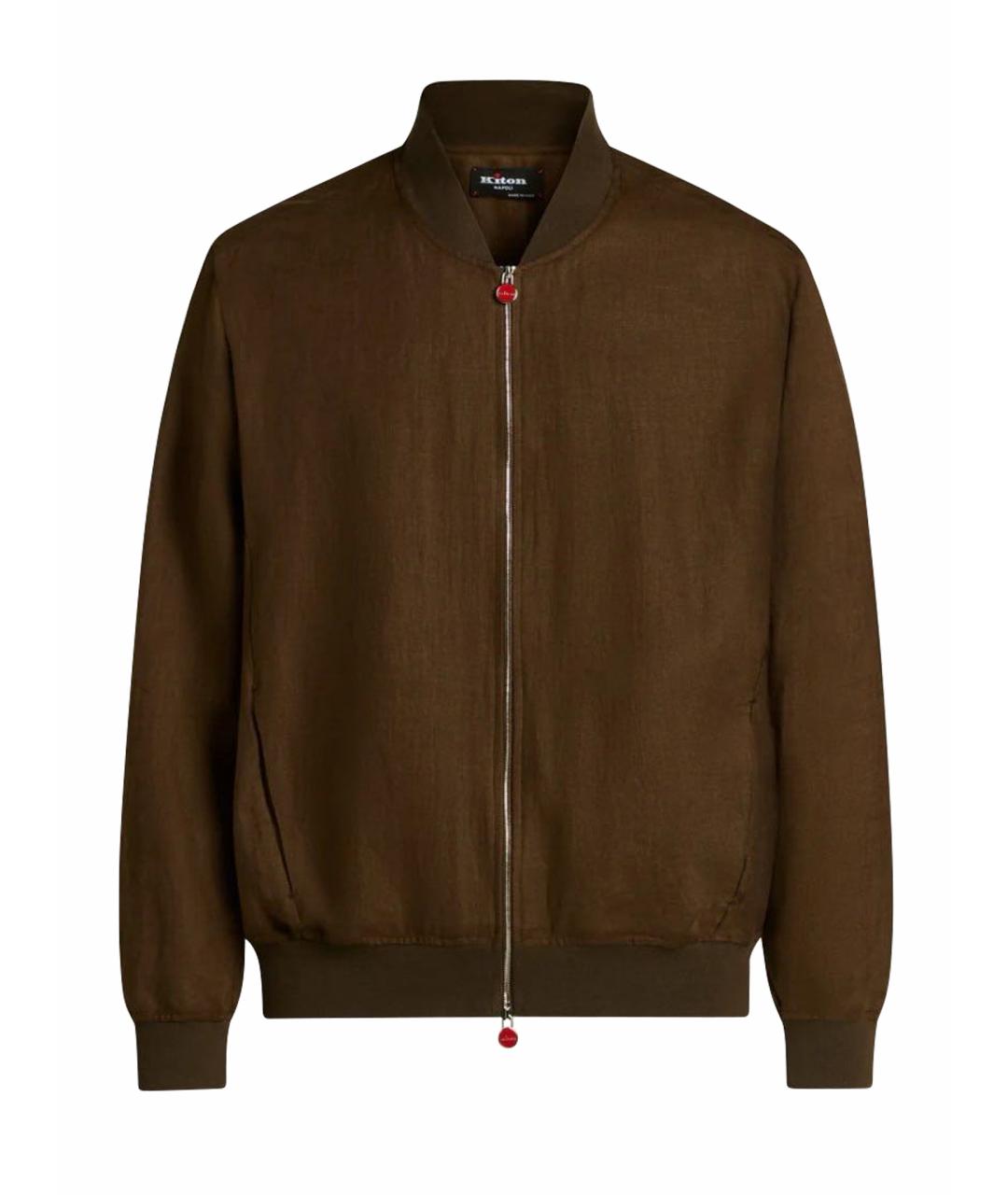 KITON Коричневая льняная куртка, фото 1