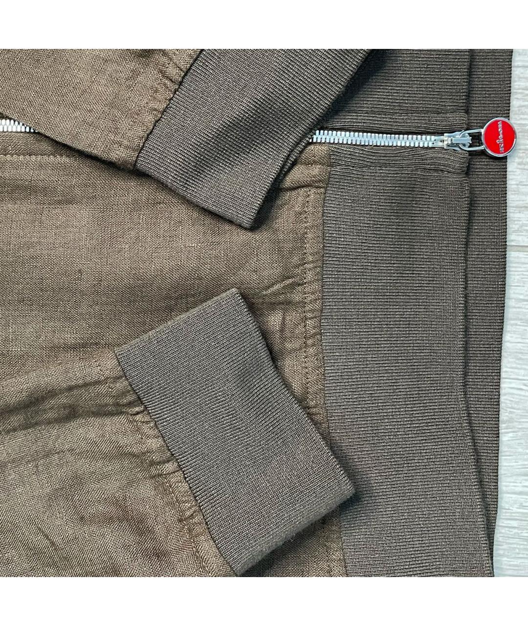 KITON Коричневая льняная куртка, фото 4