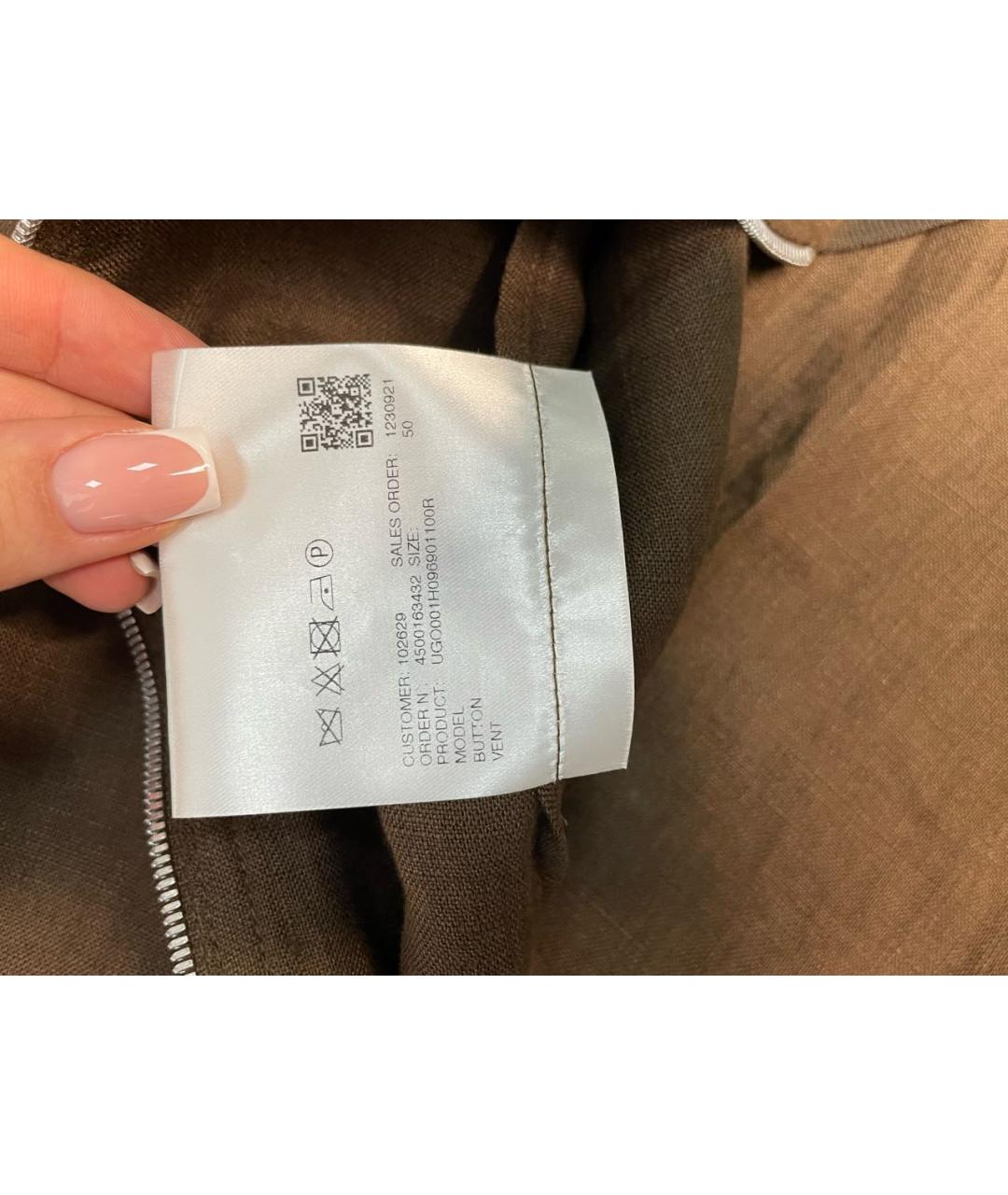 KITON Коричневая льняная куртка, фото 5