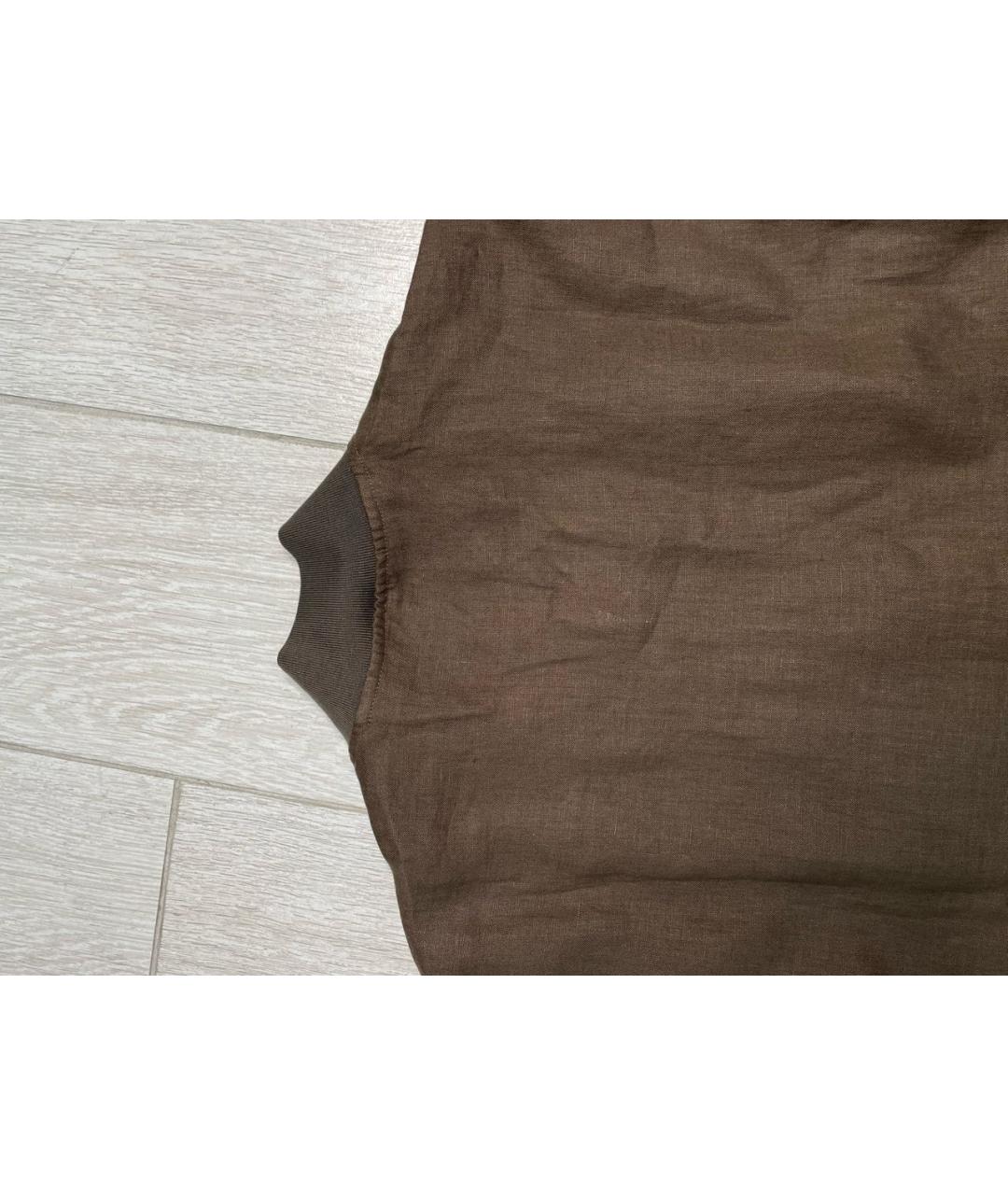 KITON Коричневая льняная куртка, фото 2