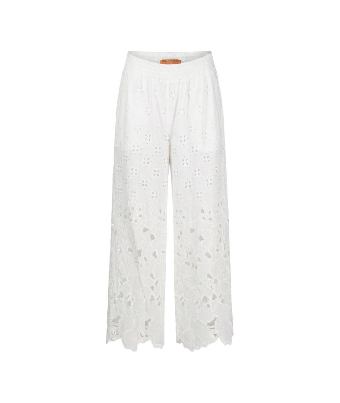 ERMANNO SCERVINO Белые хлопковые прямые брюки, фото 1