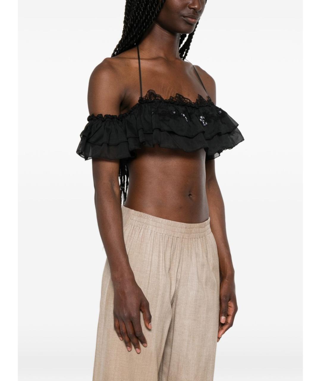 ERMANNO SCERVINO Черная хлопковая майка, фото 2