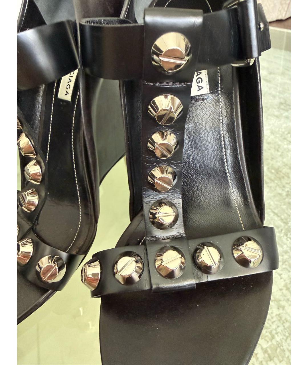 BALENCIAGA Черные кожаные босоножки, фото 6
