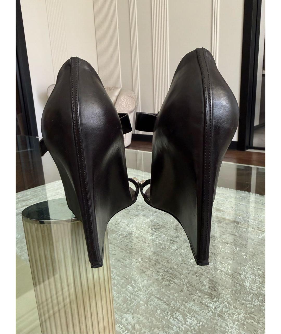 BALENCIAGA Черные кожаные босоножки, фото 4