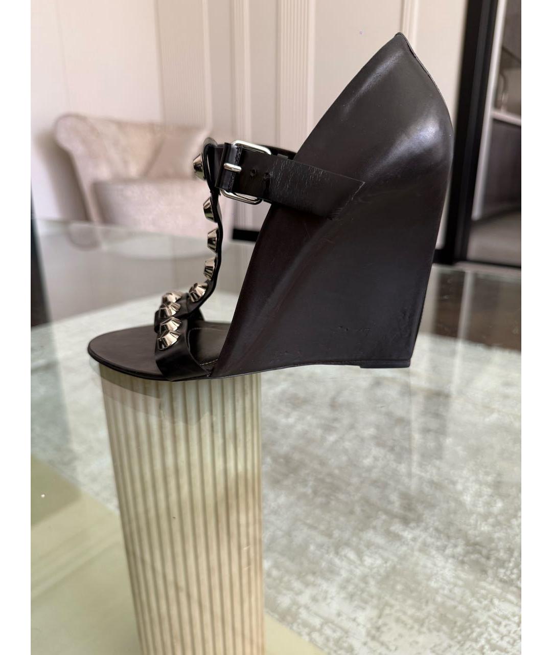 BALENCIAGA Черные кожаные босоножки, фото 7