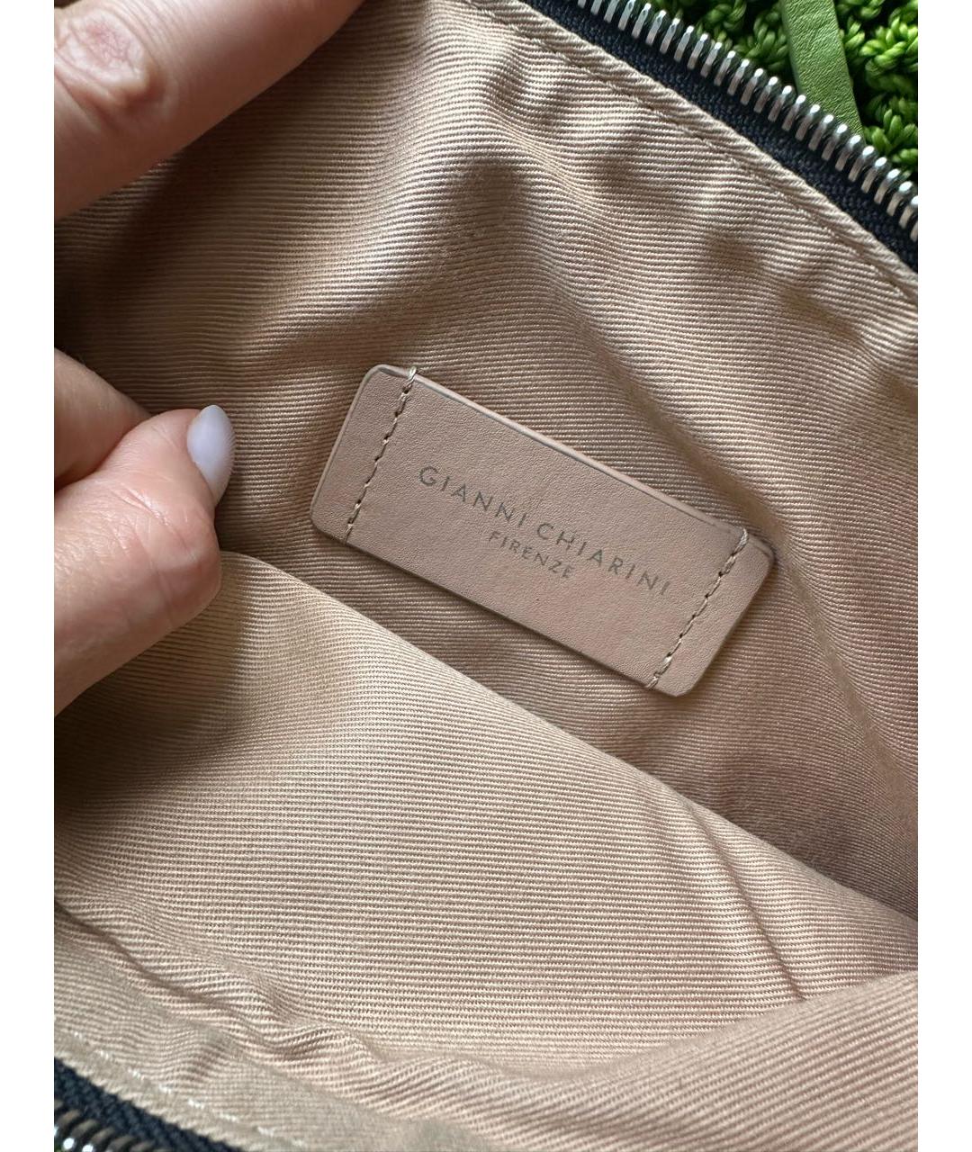 Gianni Chiarini Зеленая пелетеная пляжная сумка, фото 5