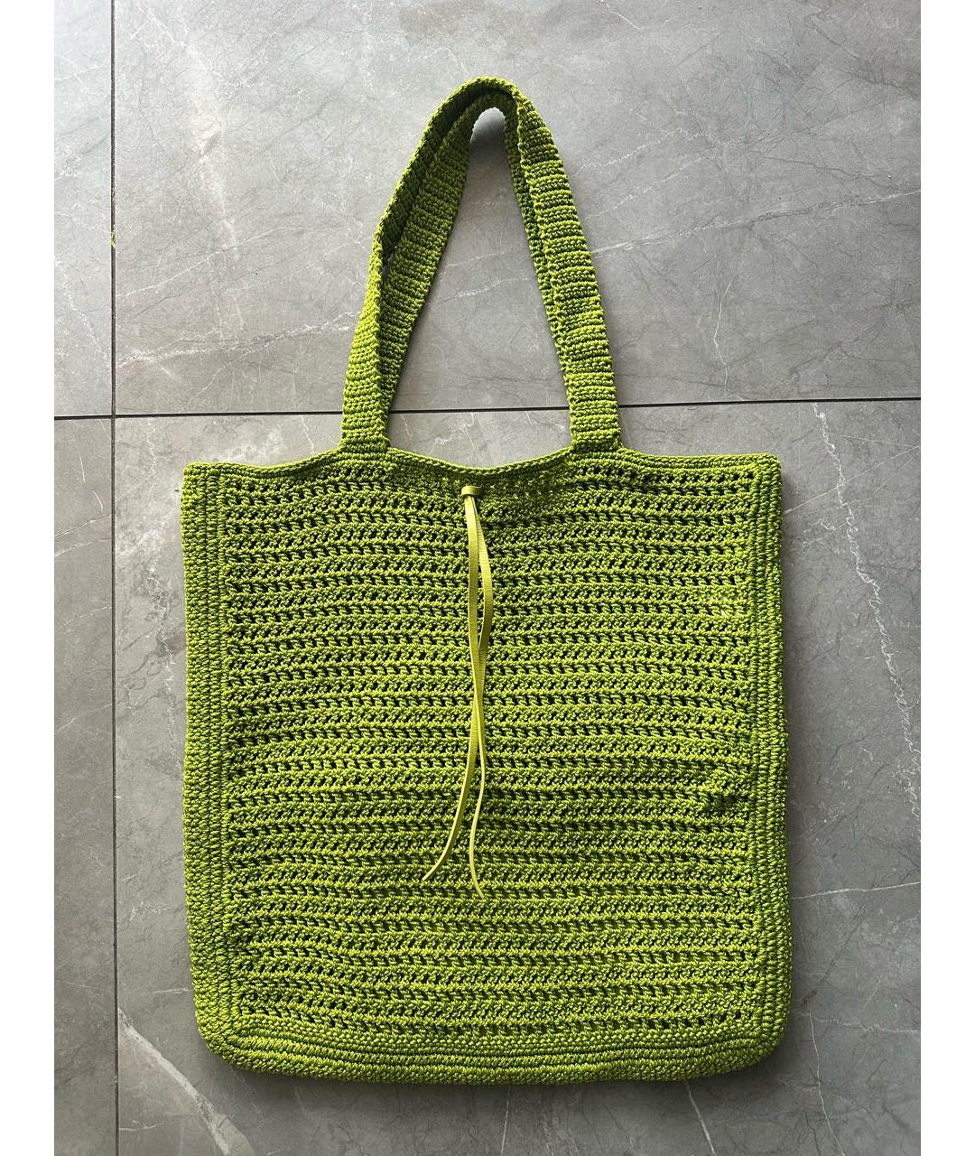 Gianni Chiarini Зеленая пелетеная пляжная сумка, фото 3