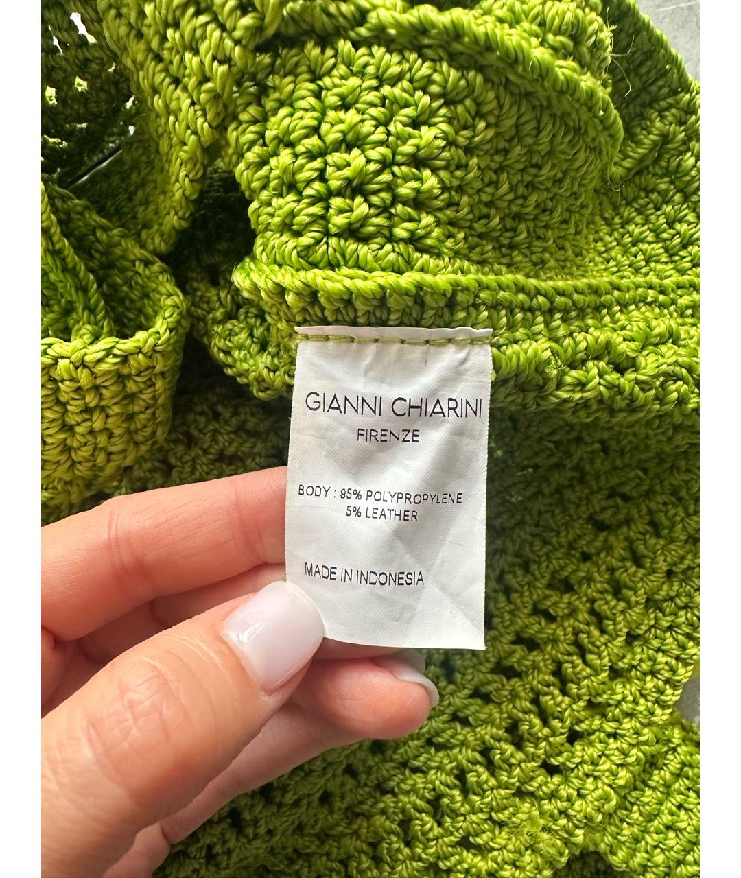 Gianni Chiarini Зеленая пелетеная пляжная сумка, фото 4