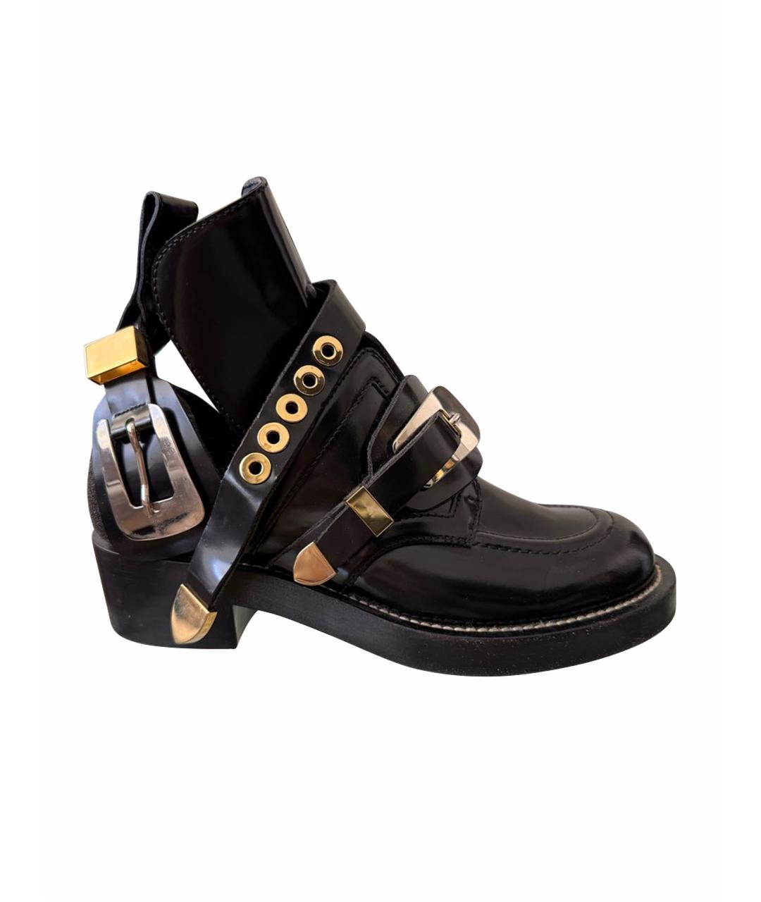 BALENCIAGA Черные ботинки из лакированной кожи, фото 1